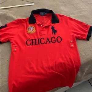 Red polo shirt